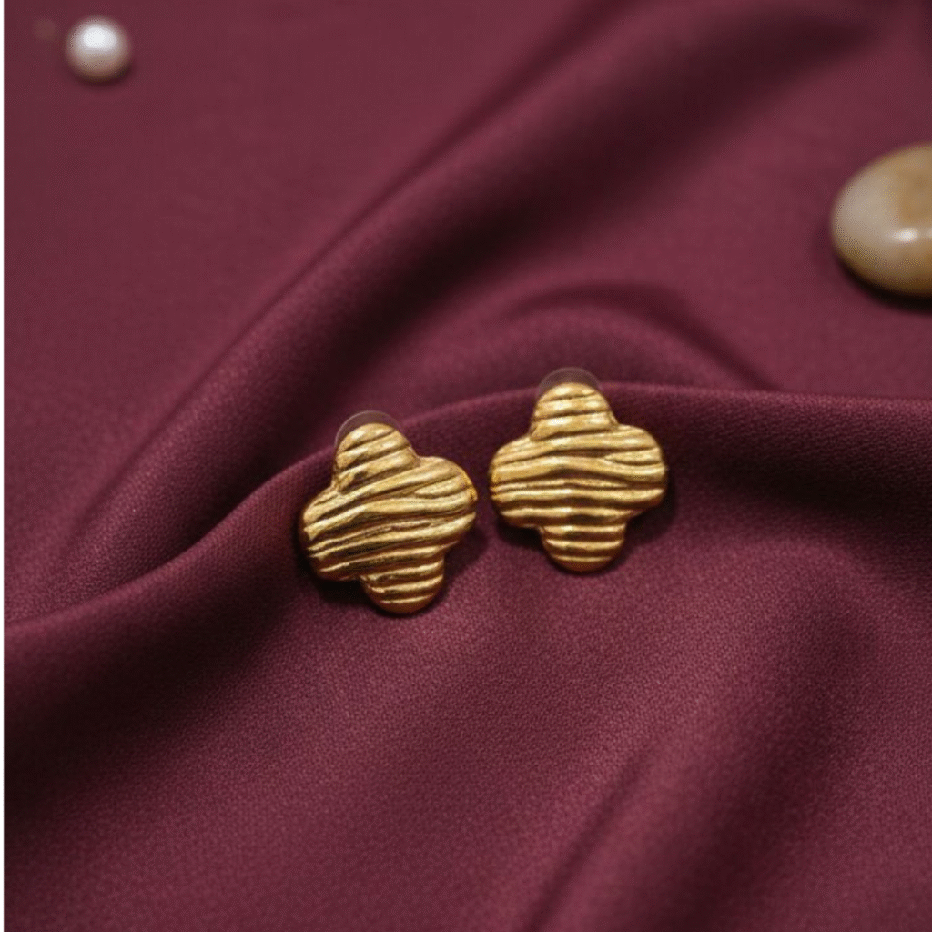 Textured Clover Stud Earrings