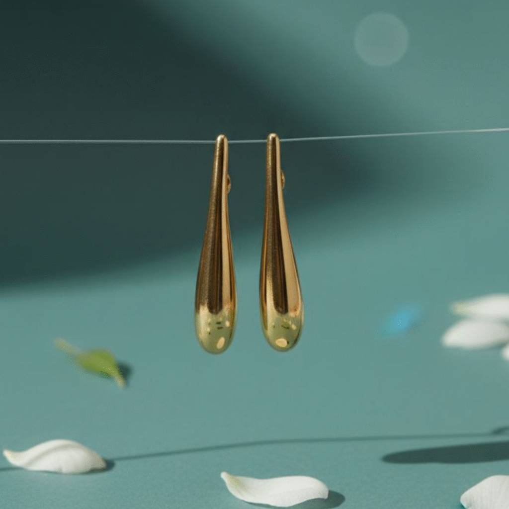 Sleek Teardrop Gold Earrings